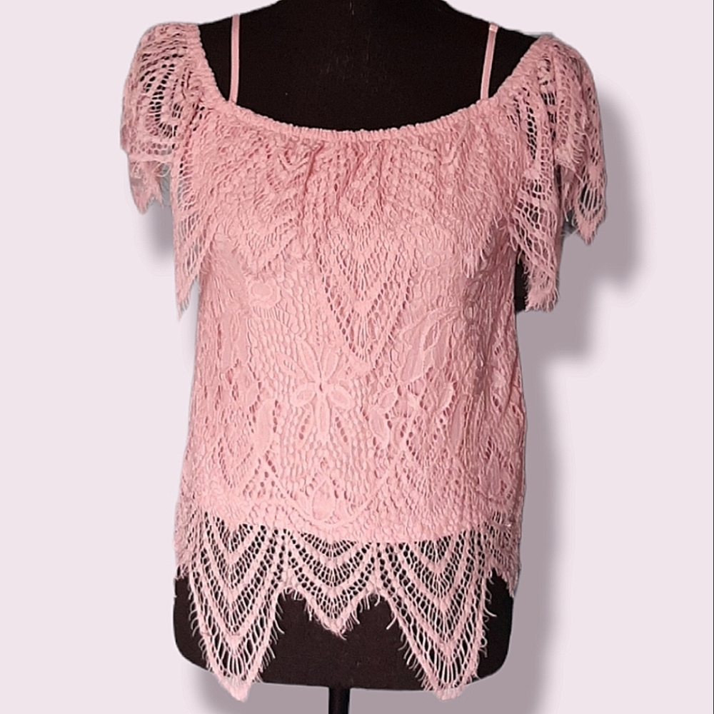 No Boundaries Pink Lace Top